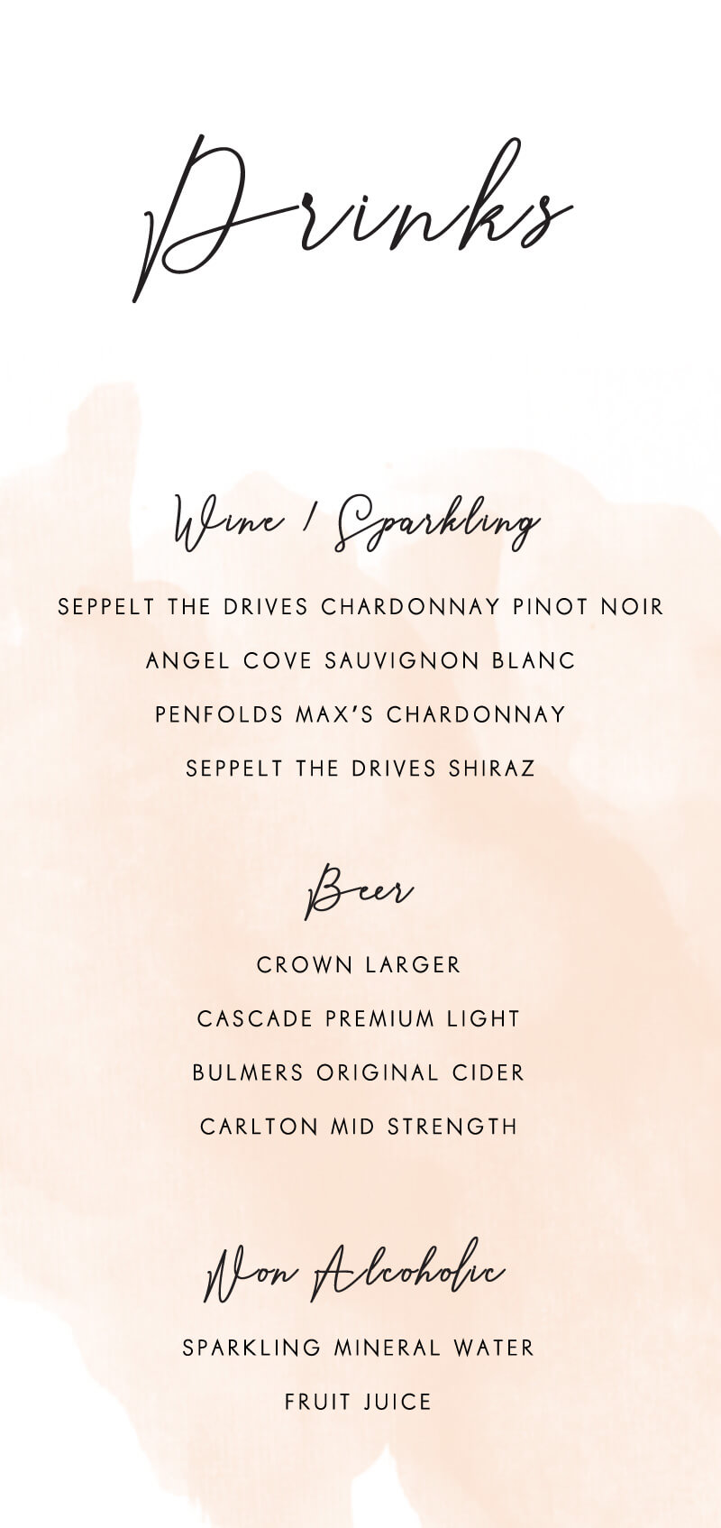 Rosey Digital Printing Wedding Menu