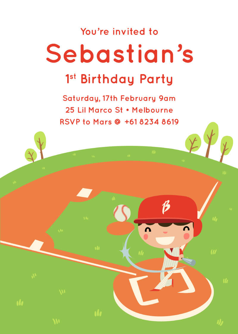 Home Run - Birthday Invitations
