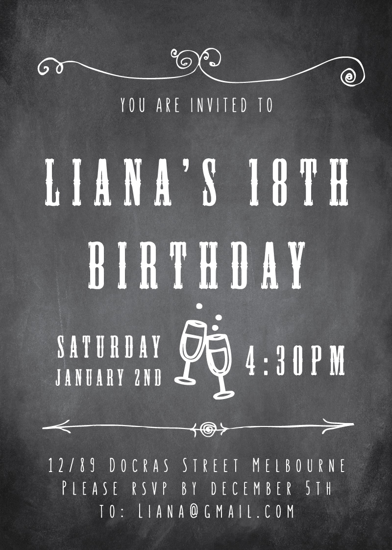 Rustic Black - Birthday Invitations