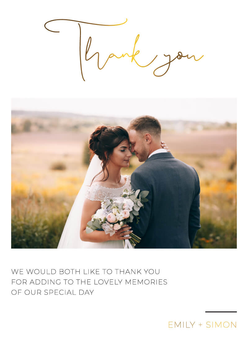 Minimalist Black And White Wedding Thank You Cards - Metallic Prints design preview