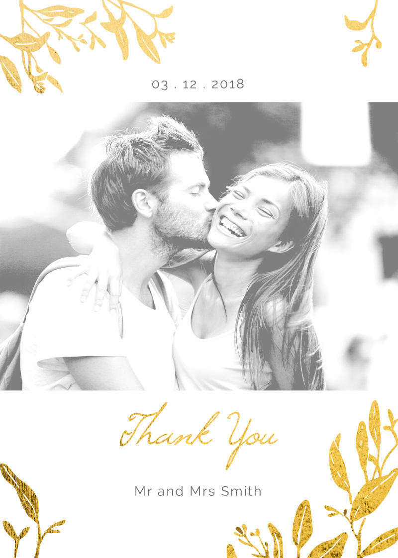Botanical Geo Wedding Thank You Cards - Flat Foil design preview
