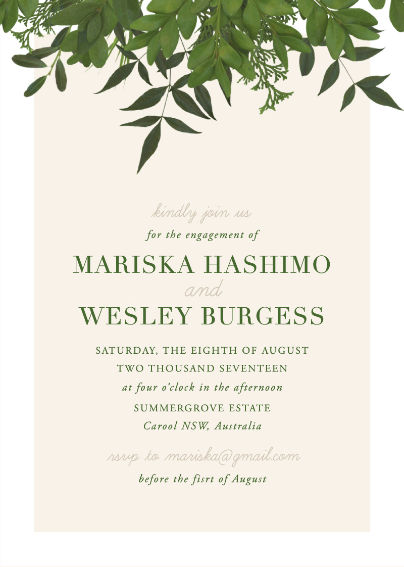 Mod Botanical Engagement Invitations - Digital Printing design preview