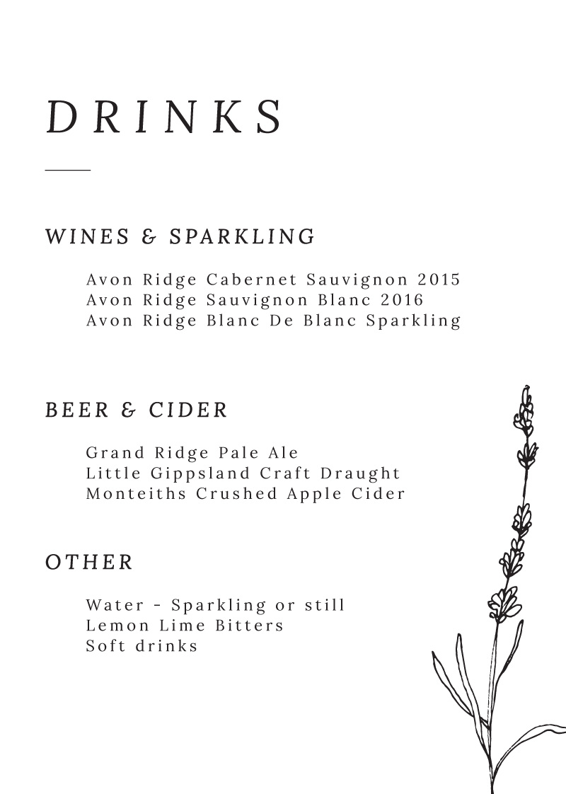 Delicate Lavender Wedding Menu - Digital Printing design preview