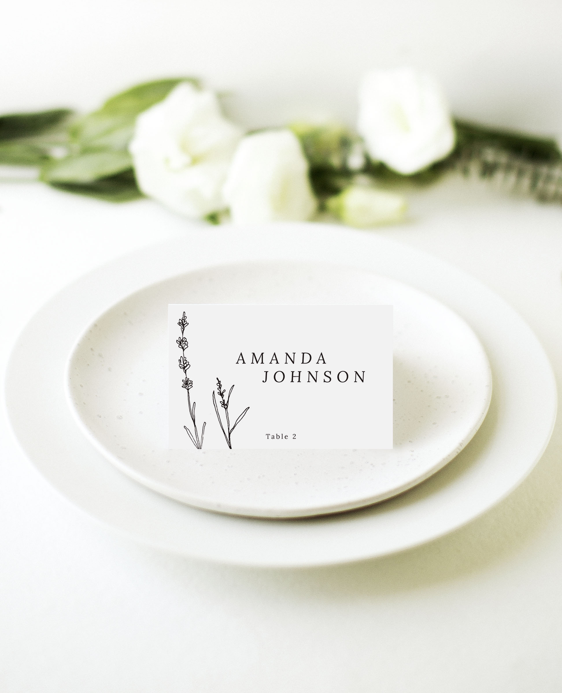Delicate Lavender Wedding Place Cards - Digital Printing design preview