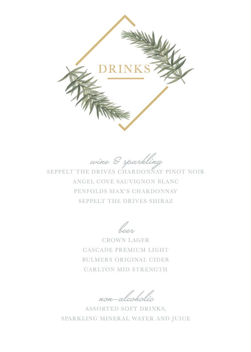 Diamond Branch Wedding Menu - Digital Printing design preview