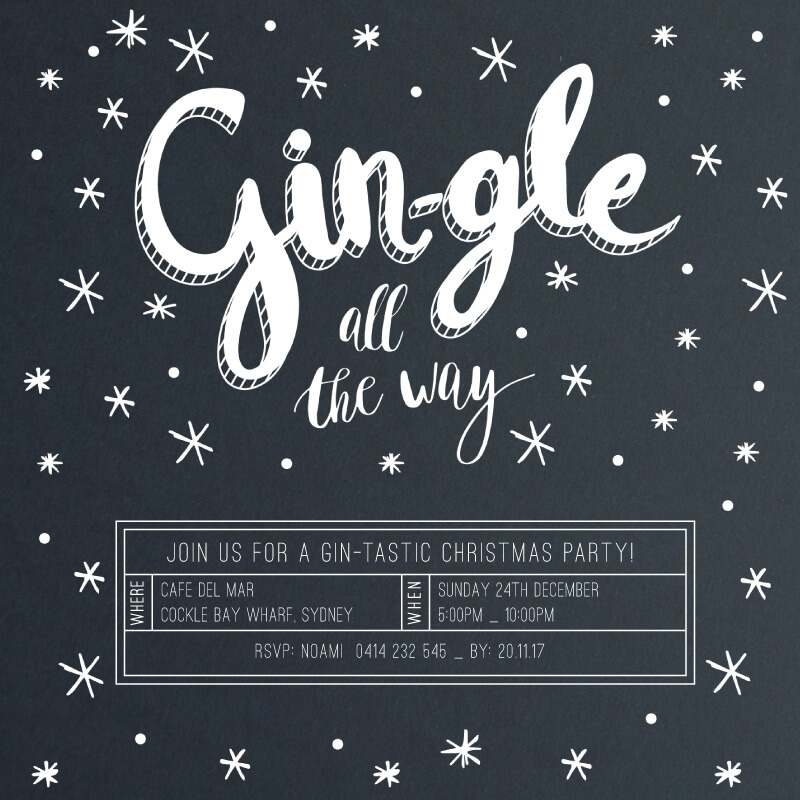 Gin Christmas Party Invitations - White Ink design preview