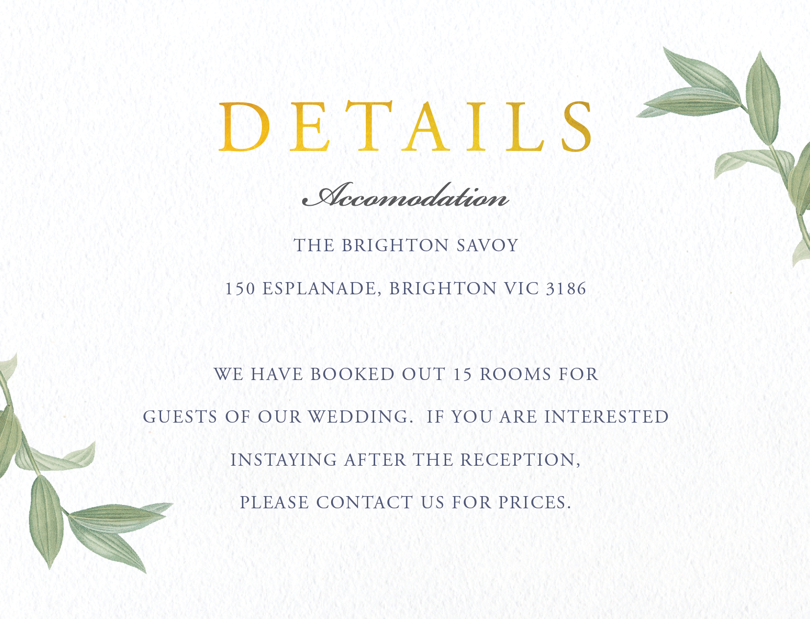 Branch Information Cards - Foil Stamp design preview