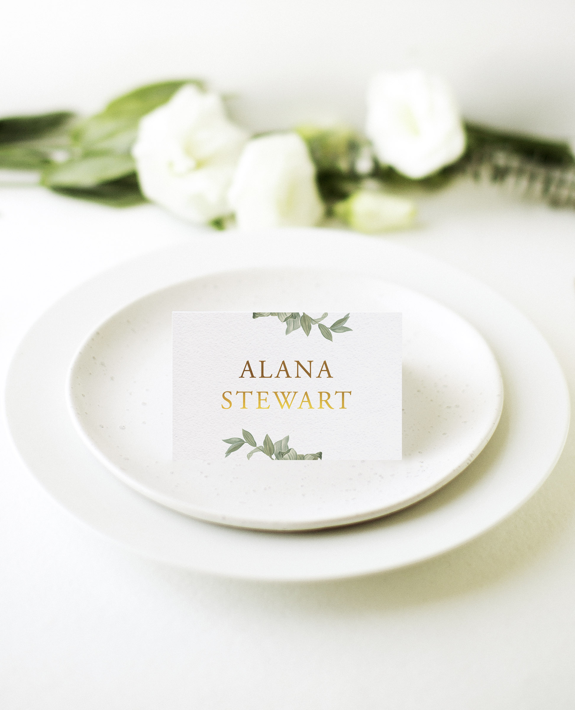 Branch Wedding Place Cards - Metallic Prints design preview