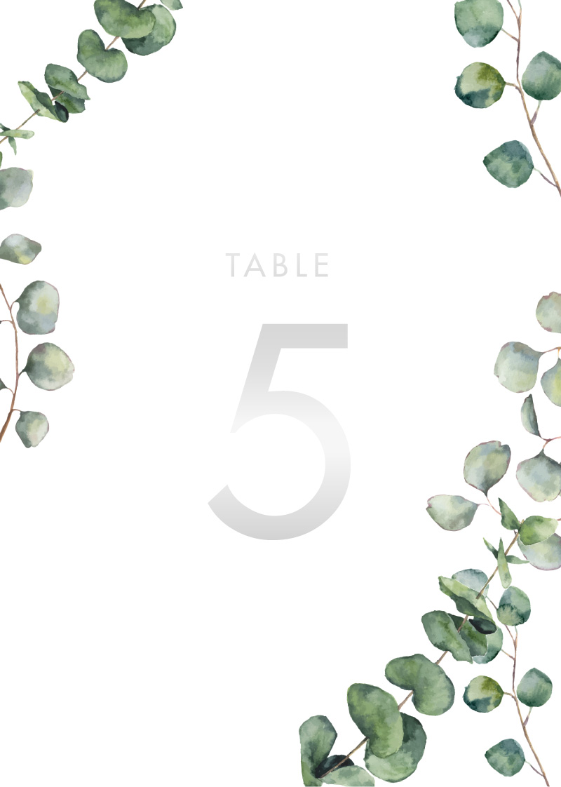 Eucalyptus Estate Table Numbers - Flat Foil design preview