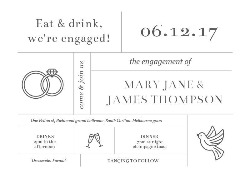 Type On Line Engagement Invitations - Digital Printing design preview