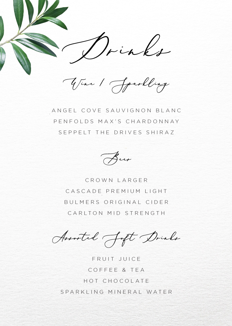 Olive Digital Printing Wedding Menu