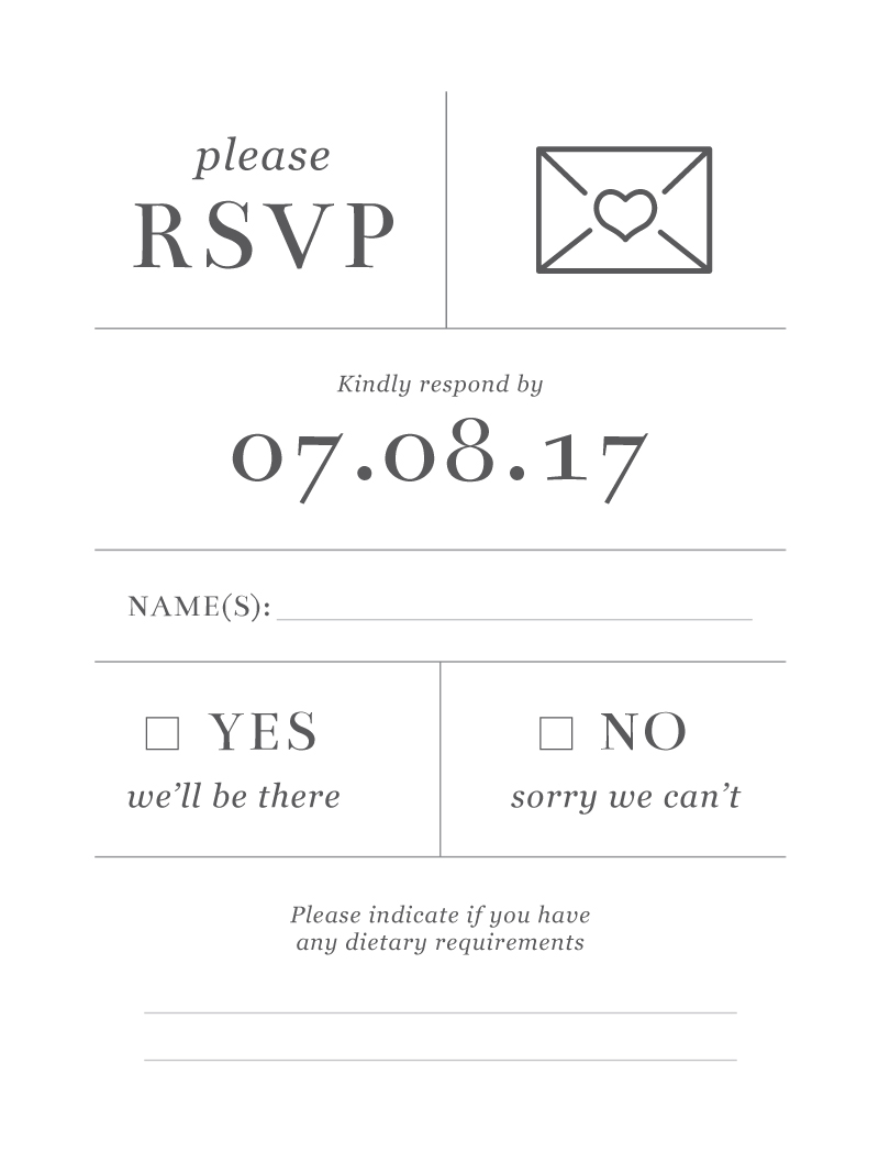 Type On Line RSVP Cards - Digital Printing design preview