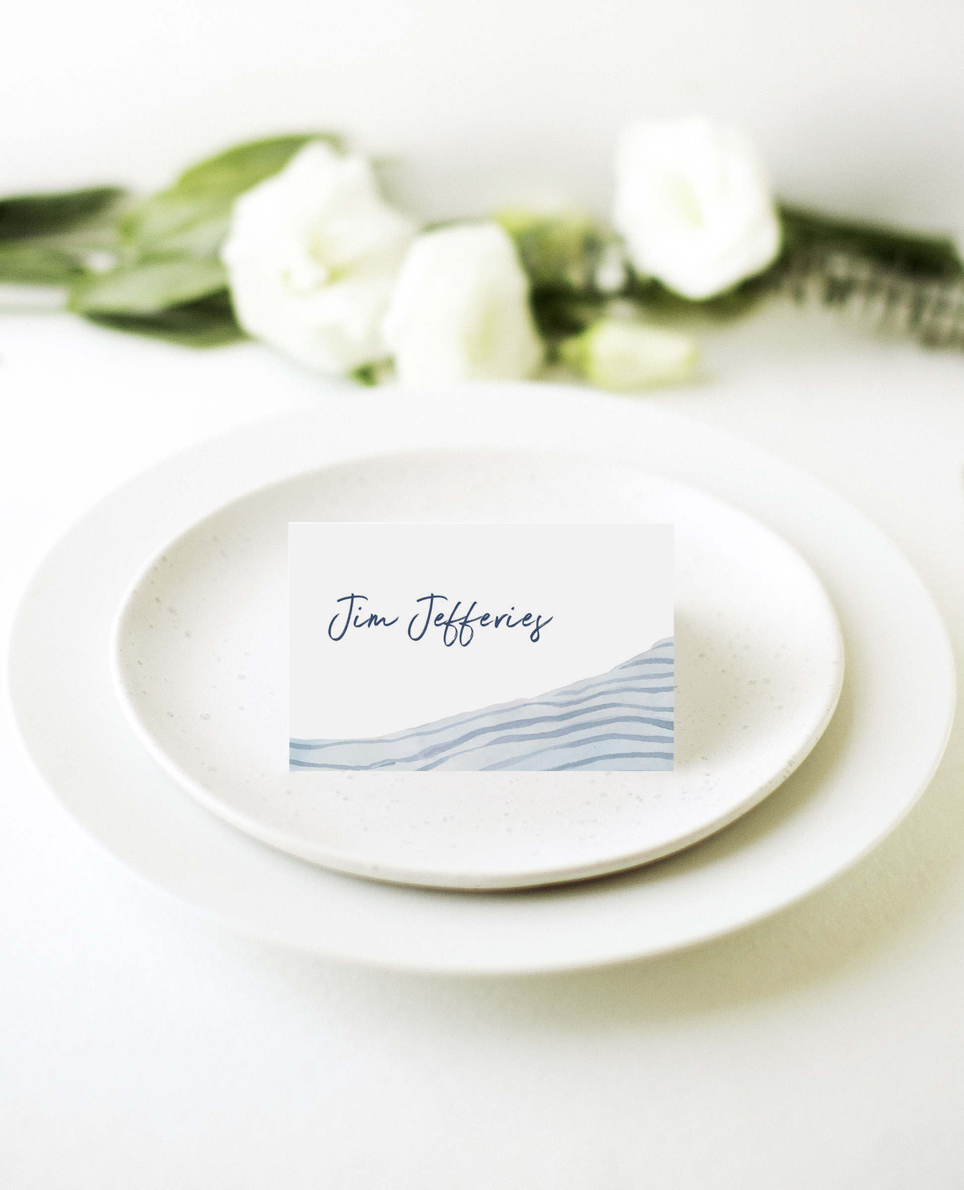 Soft Waves Wedding Place Cards - Digital Printing design preview