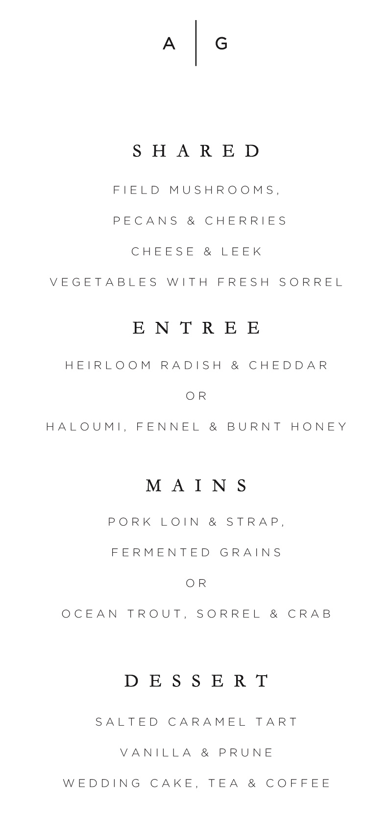 Nouveau - Wedding Menu