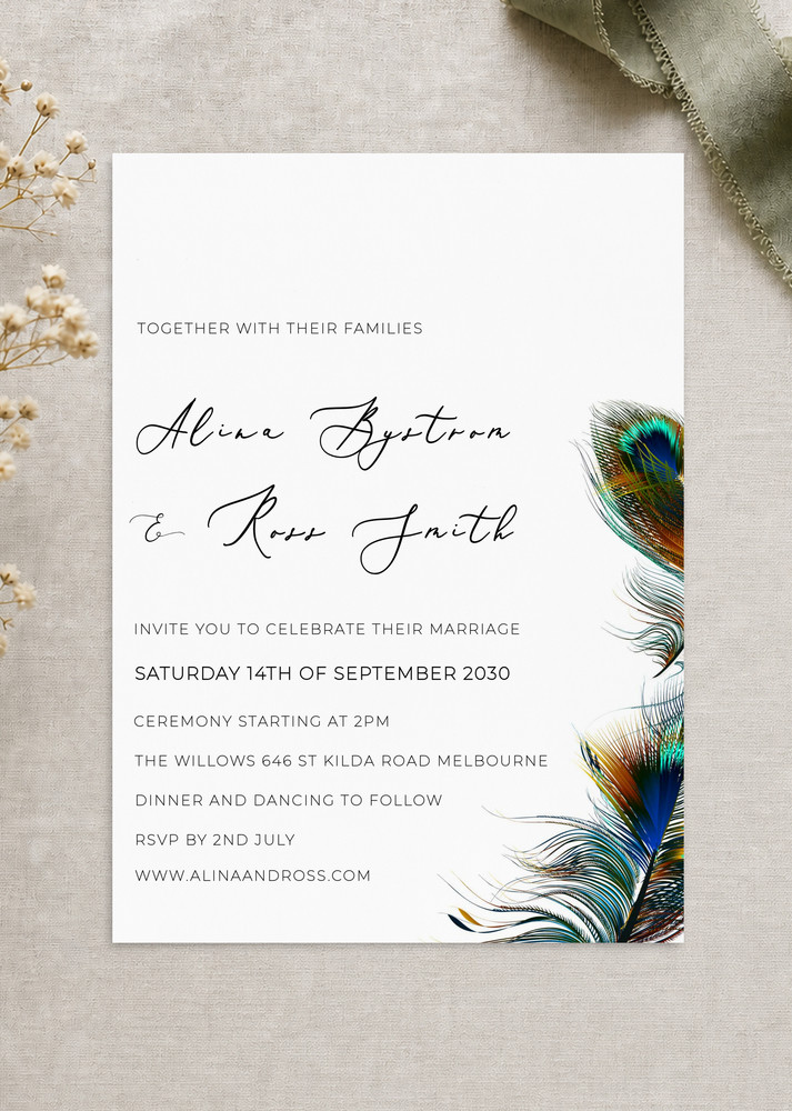Peacock Blue - Wedding Invitations
