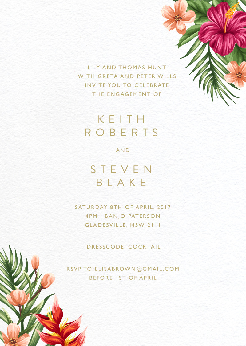 Sweet Tropical - Engagement Invitations