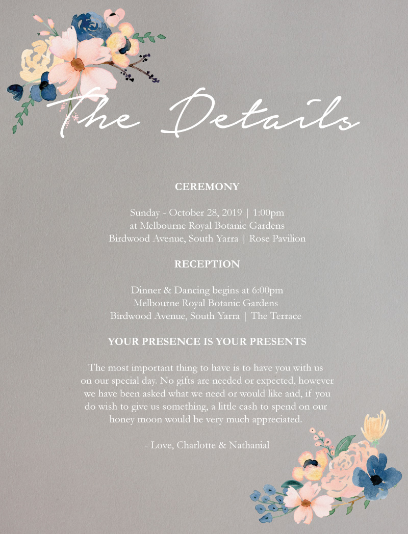 Blushing Blue Information Cards - White Ink design preview