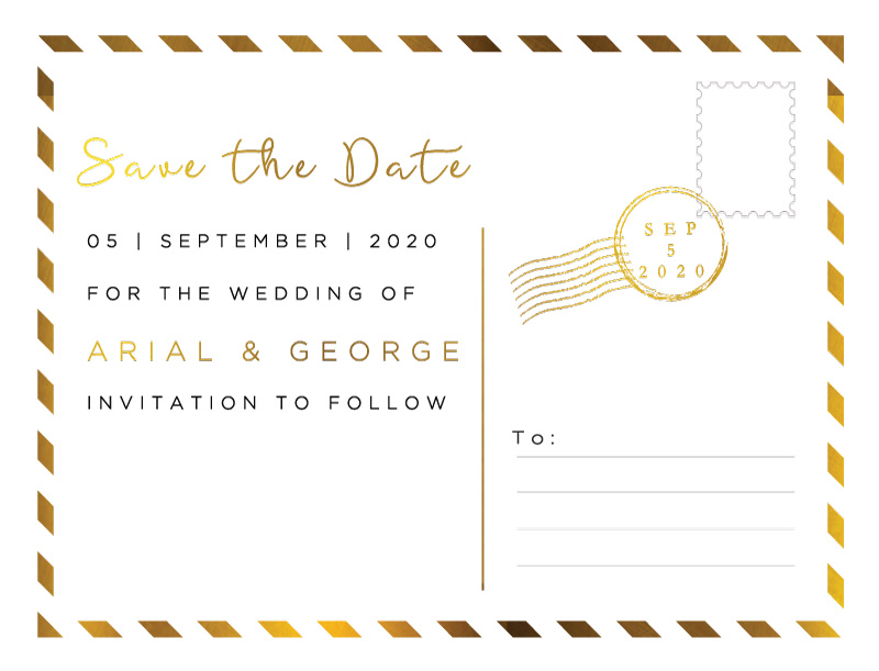 Classic Postcard Save The Date - Foil Stamp design preview