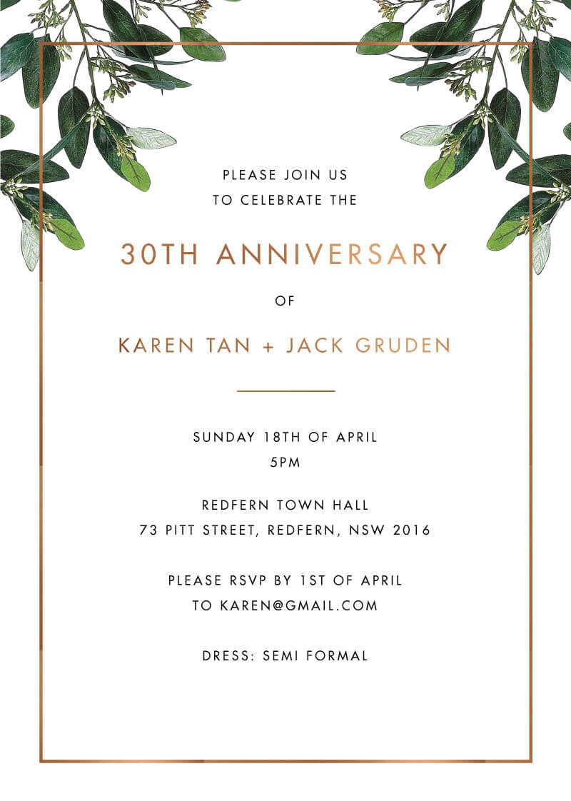 Garden Estate Wedding Anniversary Invitations - Flat Foil design preview