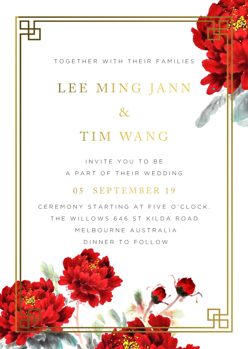 Red Peony - Wedding Invitations