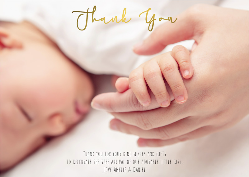 Sweet Lullaby Baby Shower Thank You Cards - Metallic Prints design preview