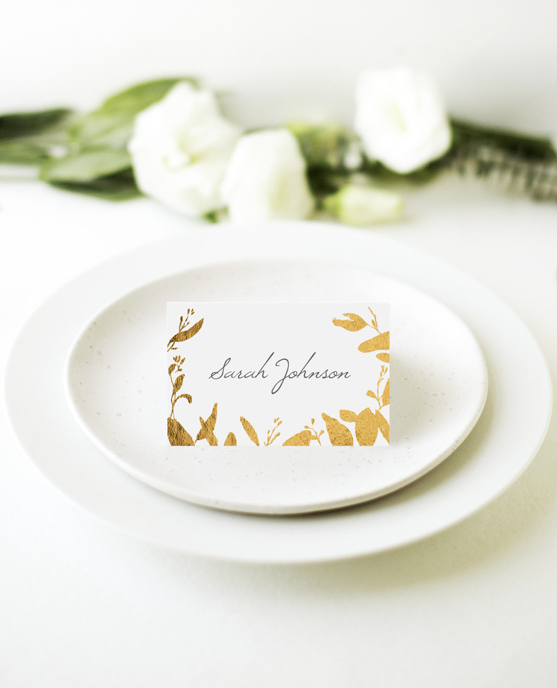 Botanical Geo Wedding Place Cards - Flat Foil design preview
