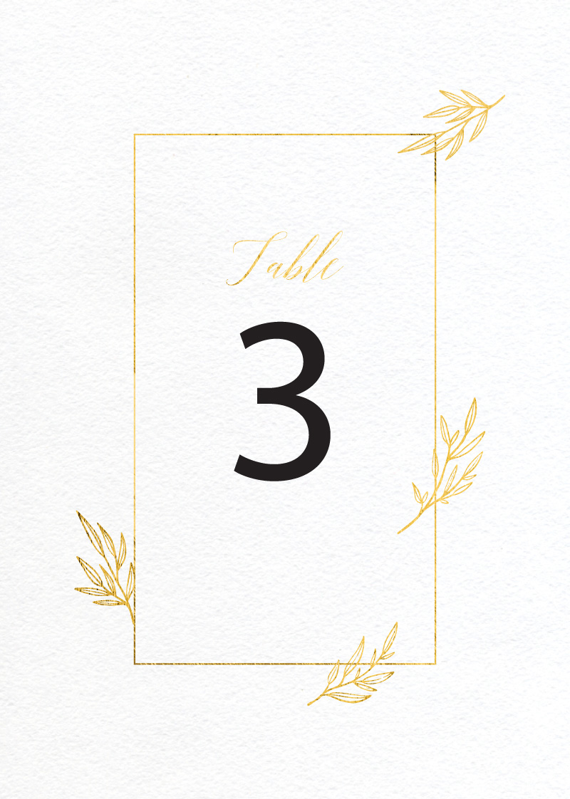 Athena's Crown Table Numbers - Flat Foil design preview