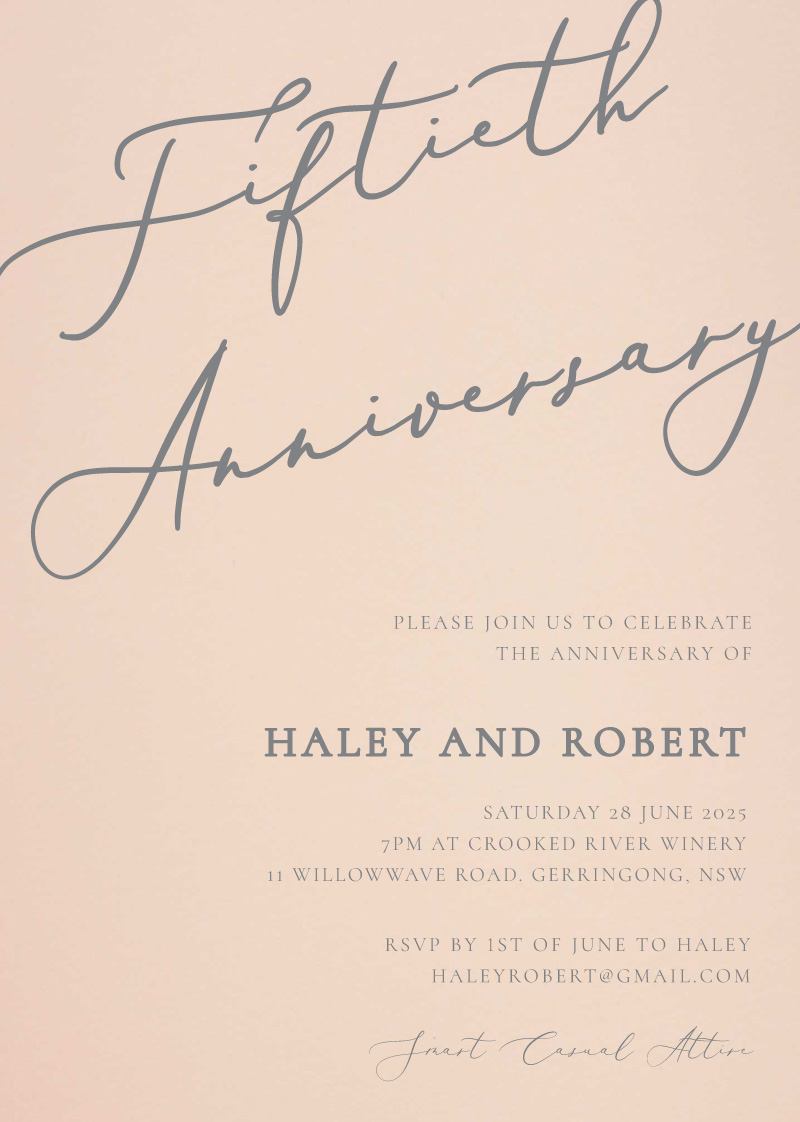 Rose Et Gris - Wedding Anniversary Invitations