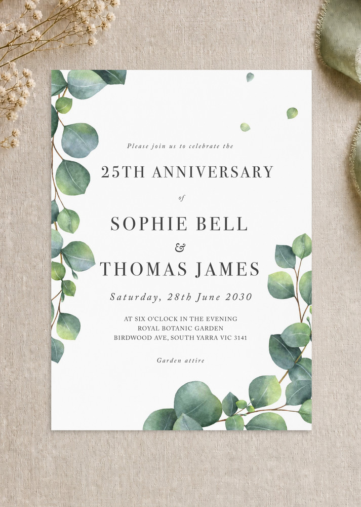Eucalyptus - Wedding Anniversary Invitations