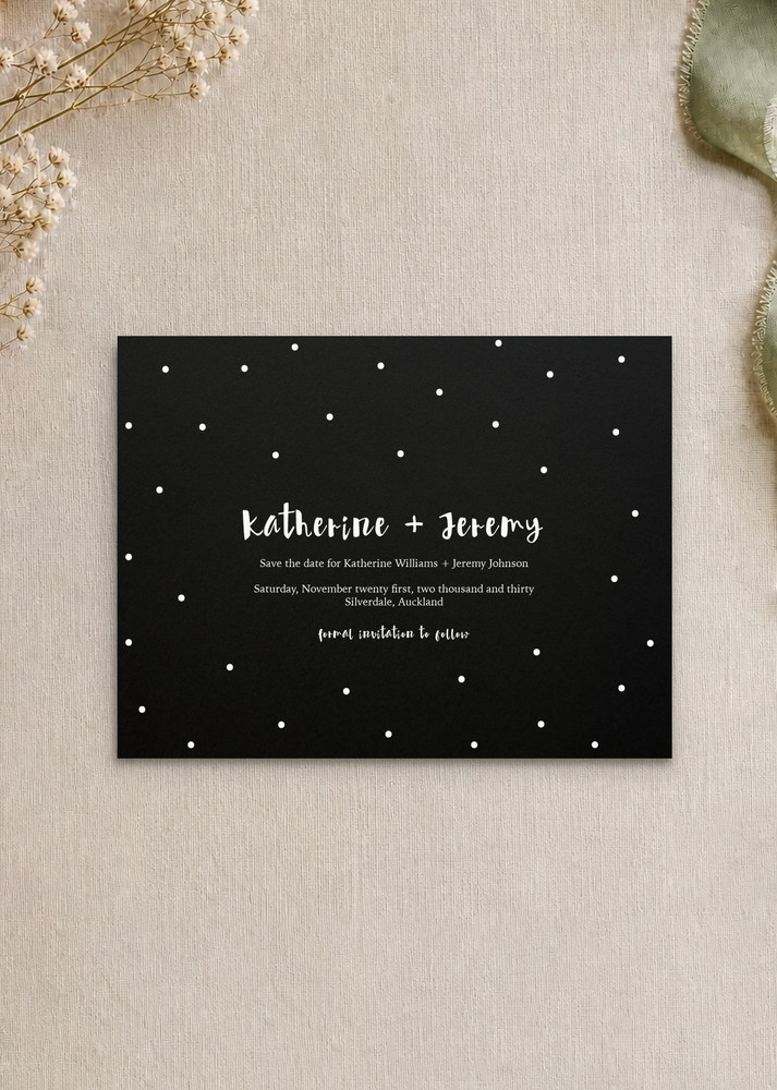 Dots Save The Date - White Ink design preview