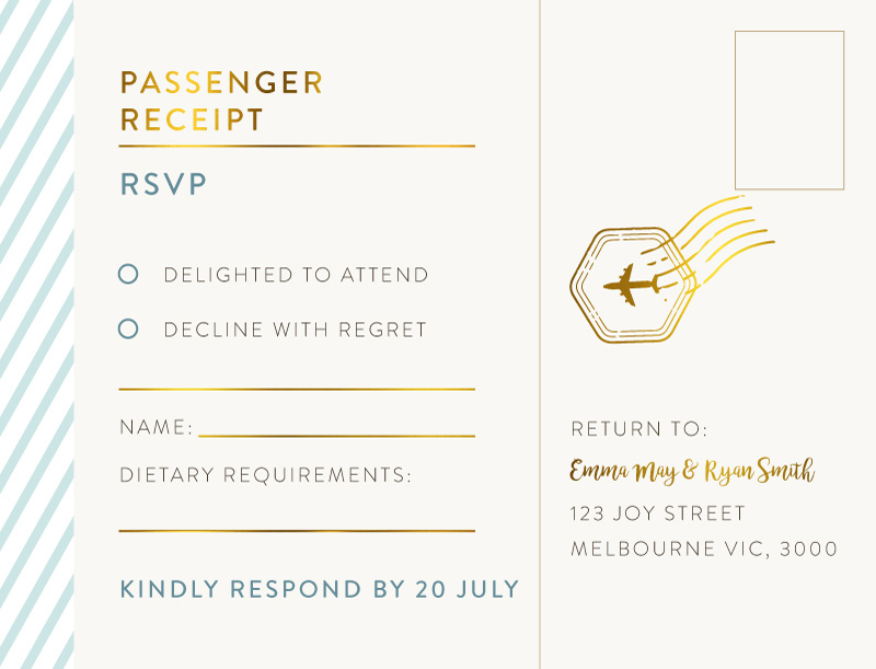 Lets Travel Together RSVP Cards - Foil Stamp design preview