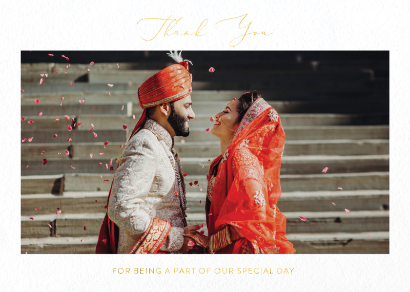White Vivaha Wedding Thank You Cards - Flat Foil design preview