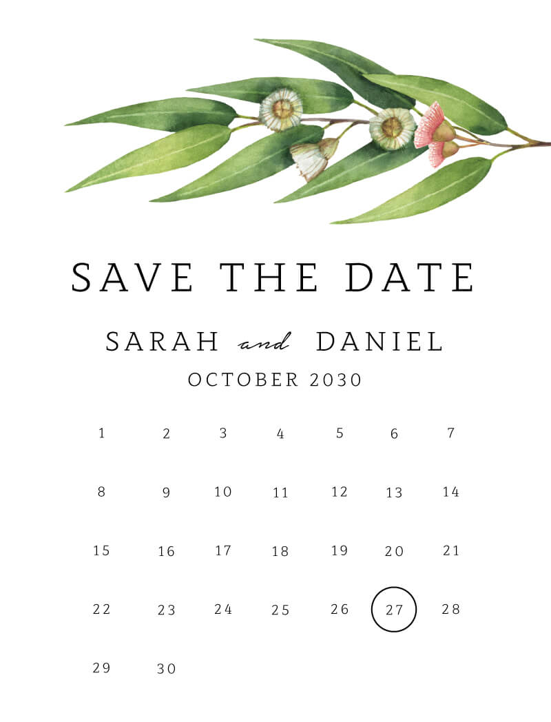 Calendar Save The Date Cards