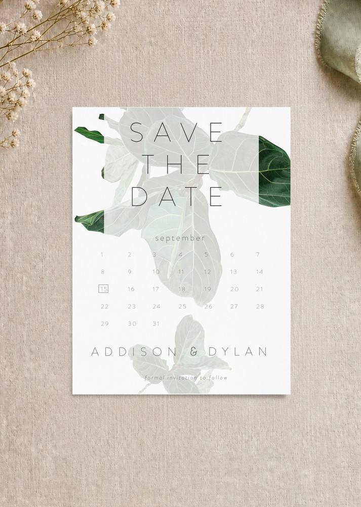Fiddle Leaf Fig Save The Date - Digital Printing design preview