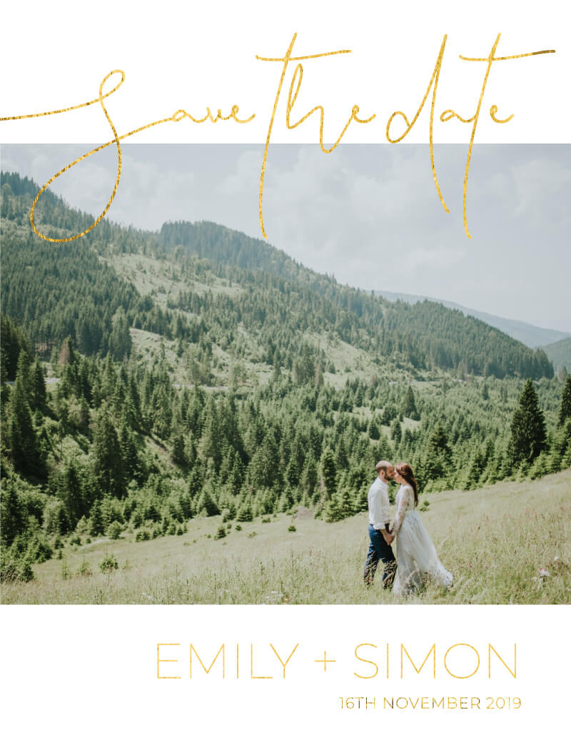 Minimalist Black And White Save The Date - Foil Stamp design preview