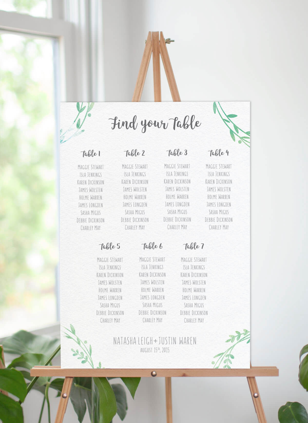 Leaf Wreath Wedding Seating Chart - Digital Printing design preview