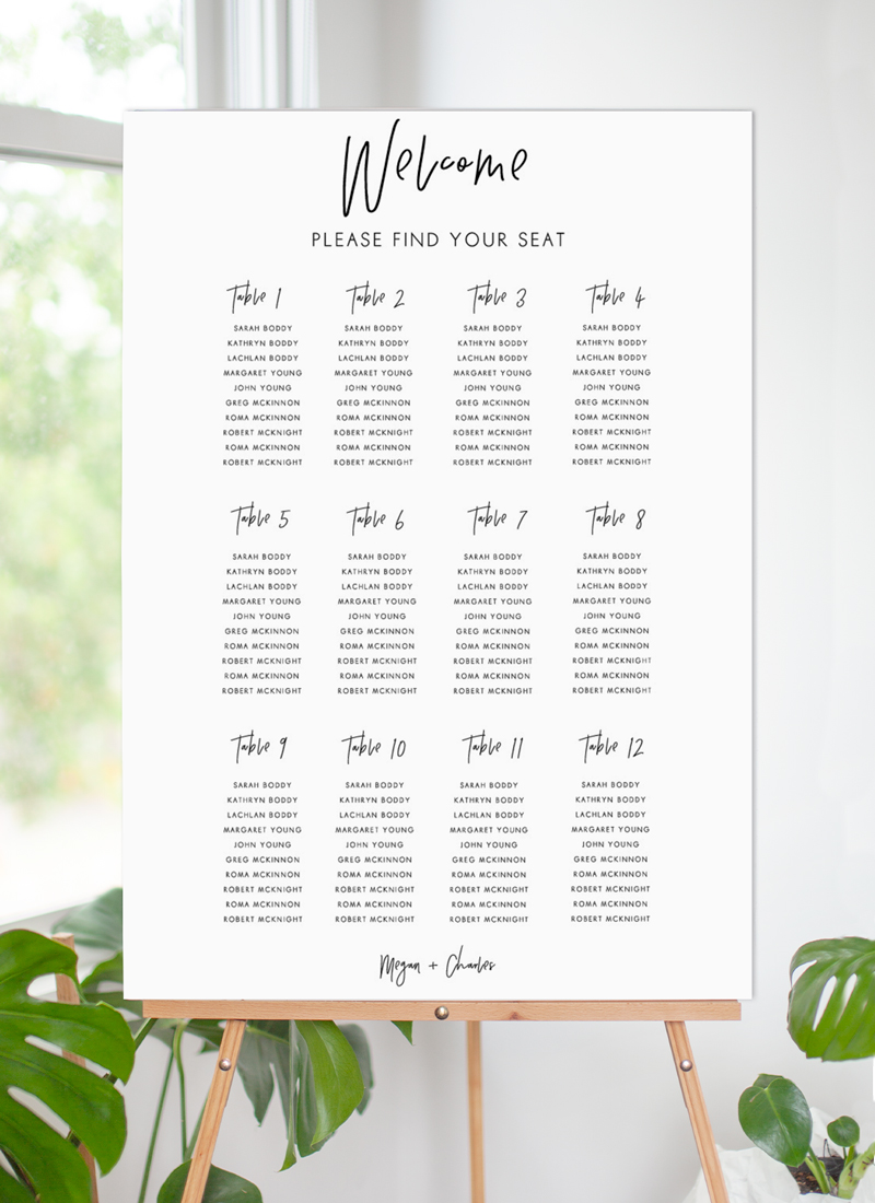 Clair De Lune - Wedding Seating Chart