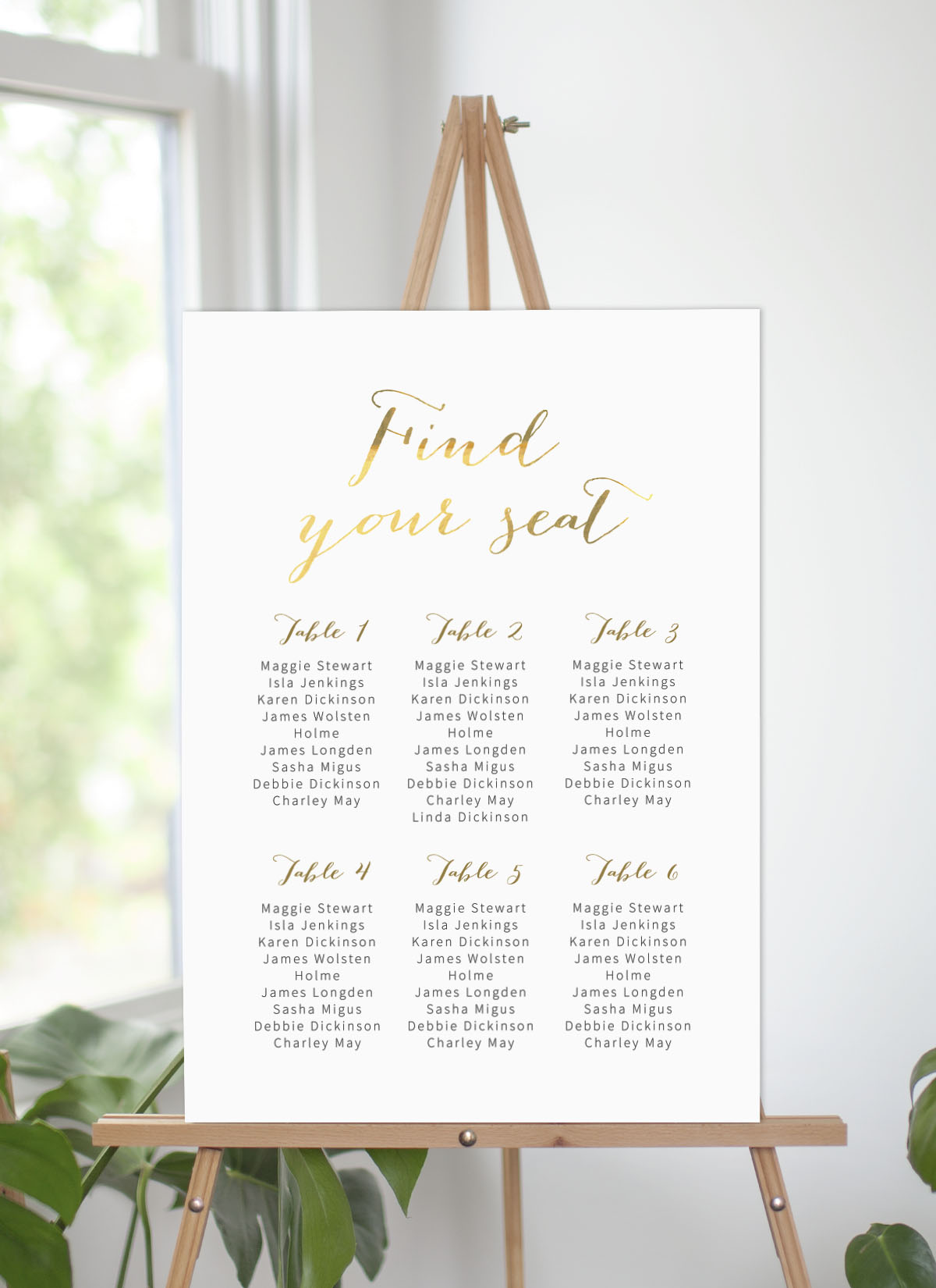 Goldie Dots Wedding Seating Chart - Vinyl Foil design preview