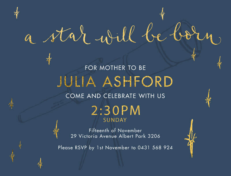 Telescope Boy - Baby Shower Invitations
