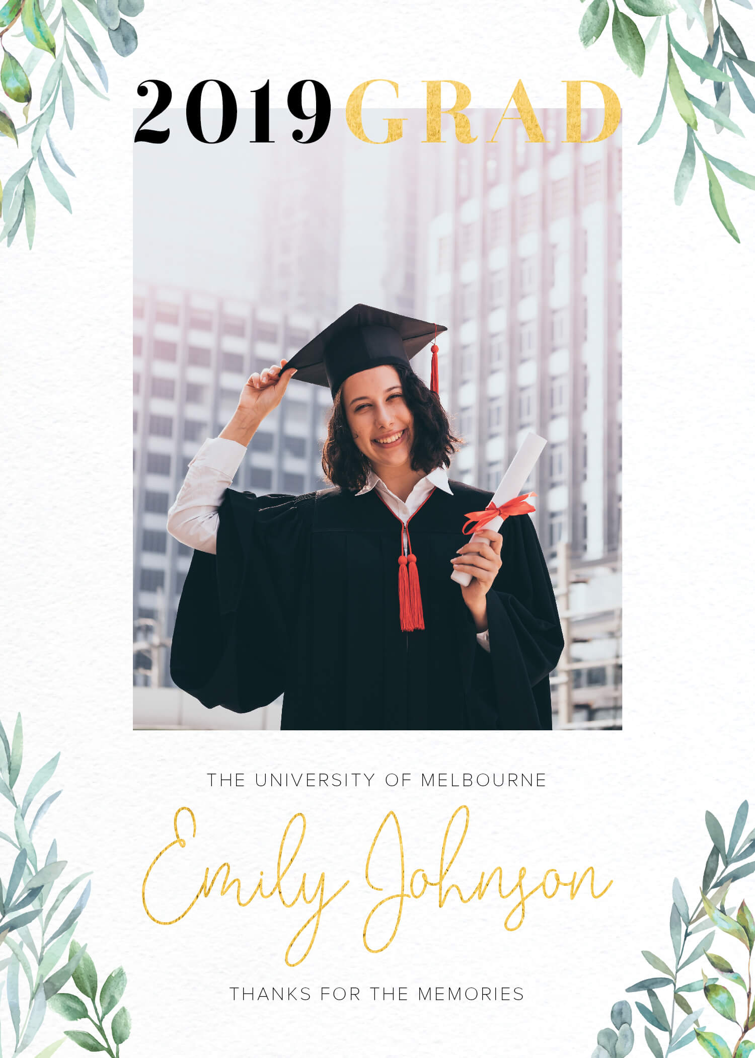 Girl Grad Graduation Announcements - Foil Stamp design preview