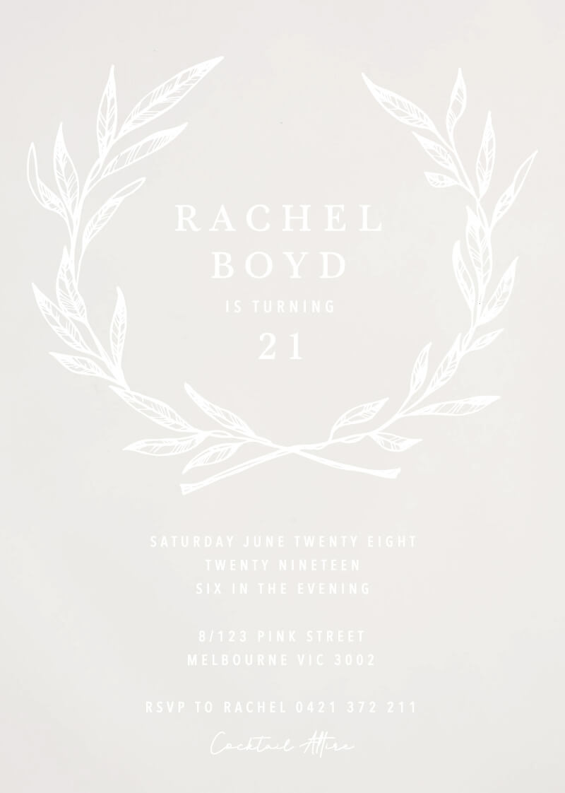 Olea Birthday Invitations - White Ink design preview