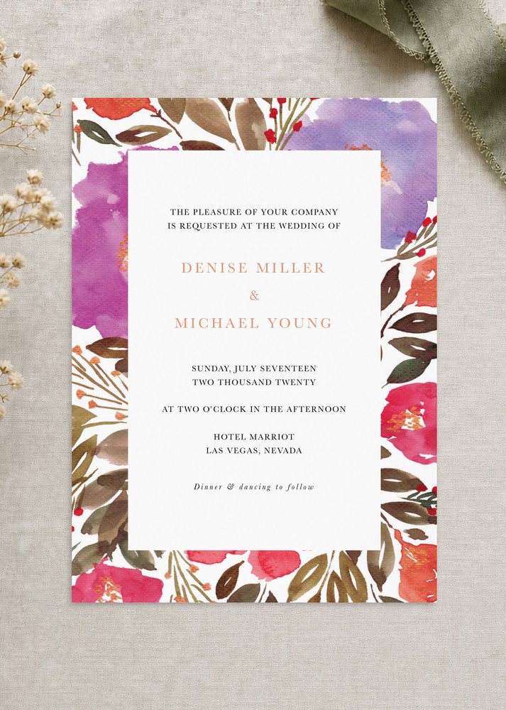 Violet Fall Wedding Invitations - Digital Printing design preview