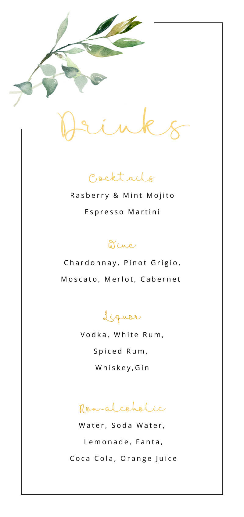 Garden Window Wedding Menu - Flat Foil design preview