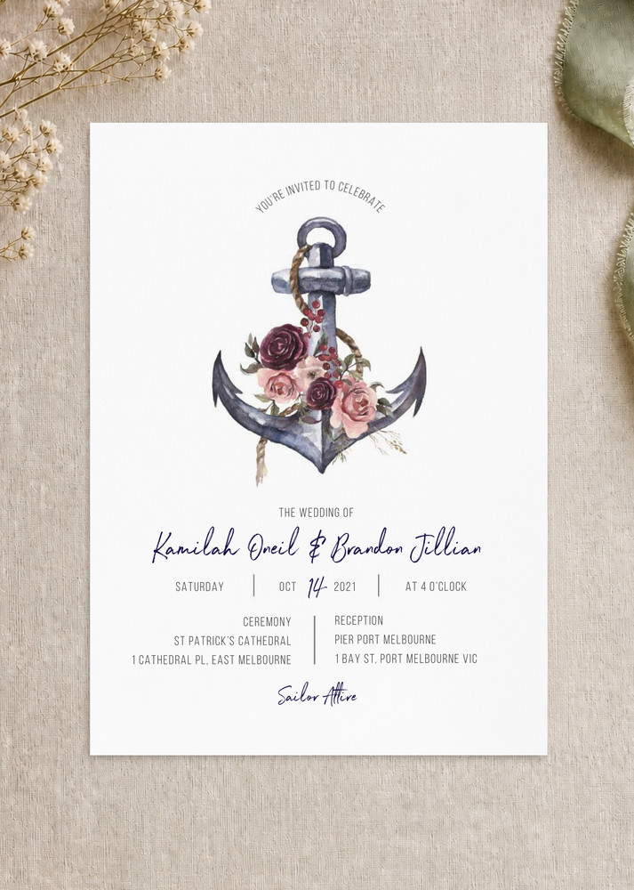 Flower Anchor - Wedding Invitations