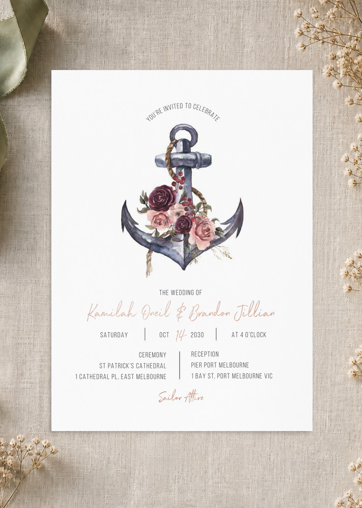 Flower Anchor - Wedding Invitations