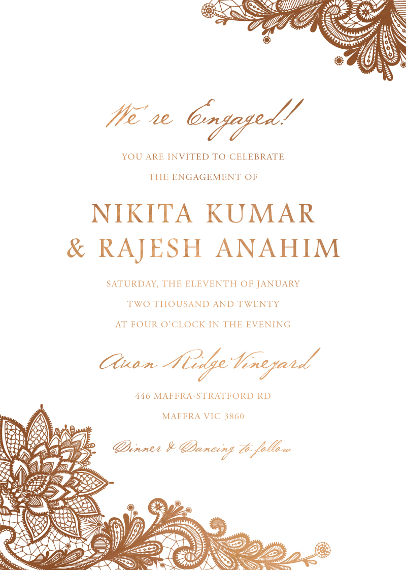 Tirumana Henna Engagement Invitations - Flat Foil design preview