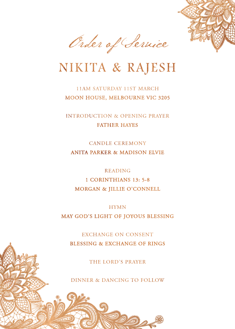 Tirumana Henna Wedding Programs - Flat Foil design preview