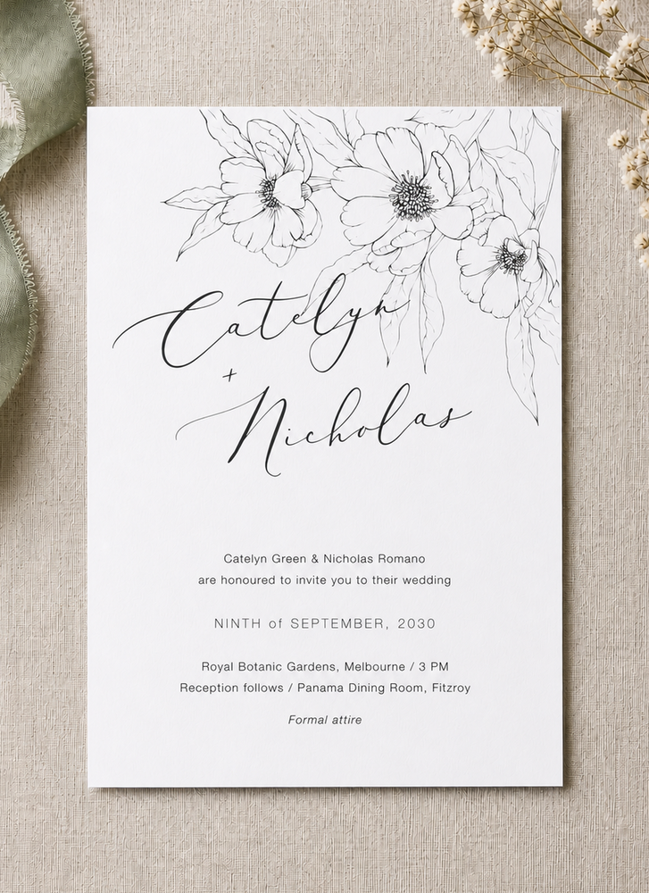 Graphite Blooms - Wedding Invitations