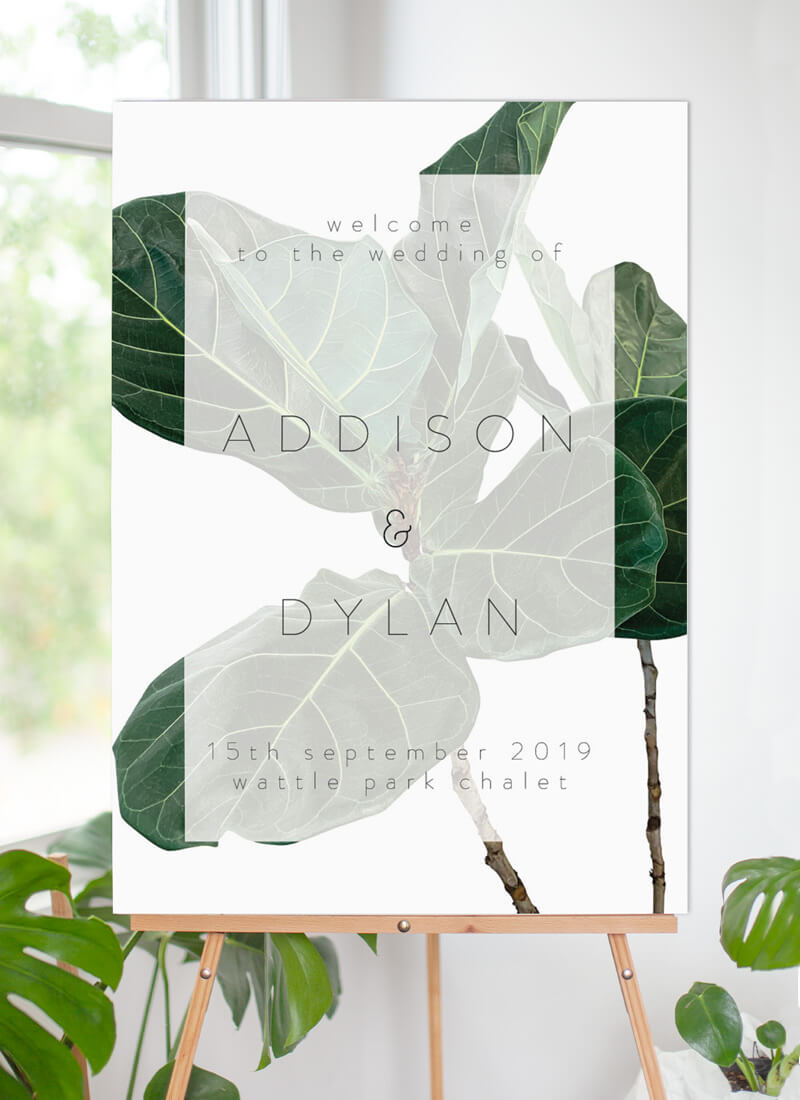 Fiddle Leaf Fig Wedding Signs - Digital Printing design preview
