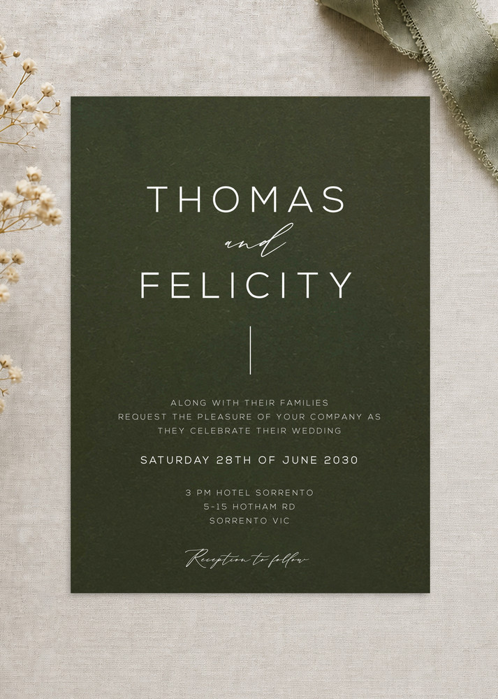 Verde Wedding Invitations - White Ink design preview